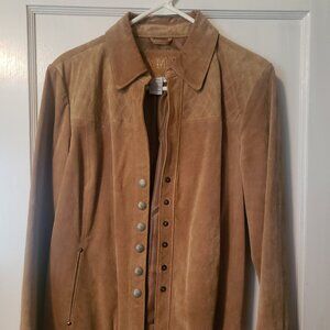 A.M.i Leather Jacket LG/MD Camel color Lined Blazer Lightweight spring